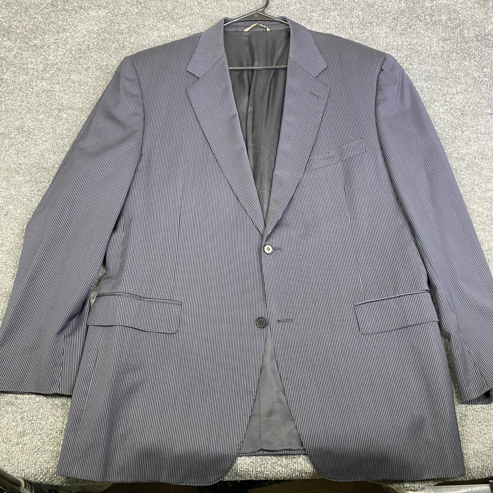 Canali Rothmans Mens 56r Navy Pinstripe Wool 2 Button Blazer Sport Coat Italy